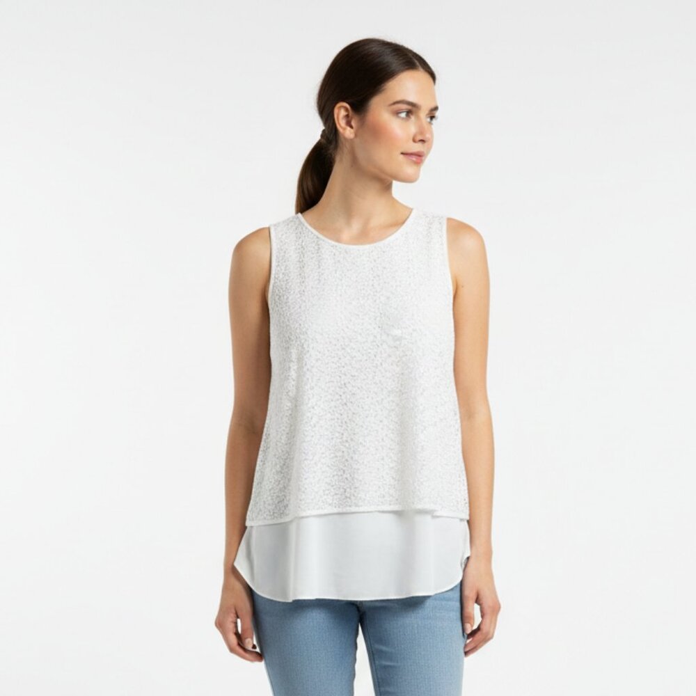 Apt. 9 Tank Top Crochet Lace Floral White Coquette Fairy Casual Festival L